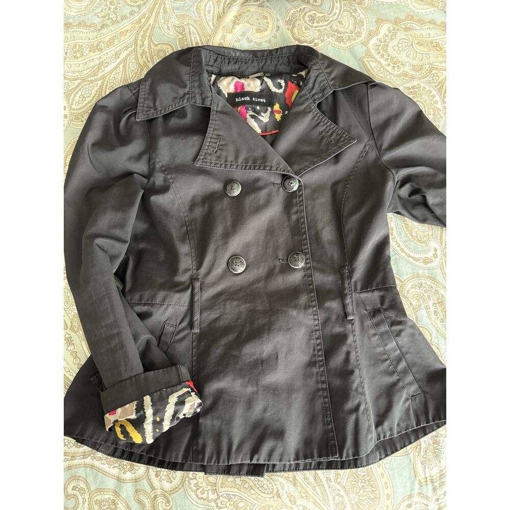 Black Rivet Women’s Double Breasted Black Jacket Size Small Missing Belt